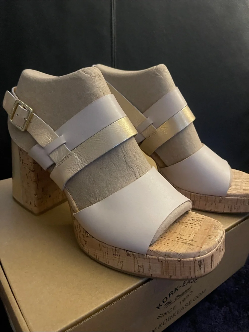 Kork-Ease Women’s Maxi Nude/ Neutral  Gold Combo Platform Sandal Sz 11 NWB